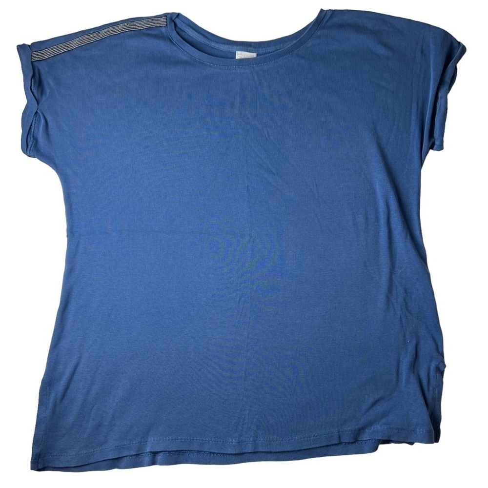 Chicos Summer Shirt Women Size 3 XL/16 Blue Side Slit Pullover Blouse Top Spark